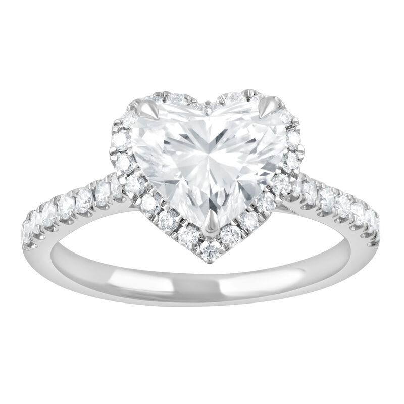 Heart Shape Lab Grown Diamond 2 1/2ctw. Halo Engagement Ring in 14k White Gold image number null